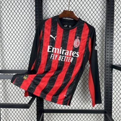 Maglia AC Milan Home Manica Lunga 2025/26 Versione Tifoso vista frontale completa