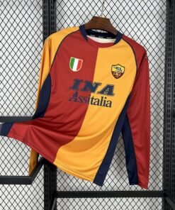 Maglia as roma retro - Maglia AS Roma Home Manica Lunga 2001/02 Retro vista frontale completa
