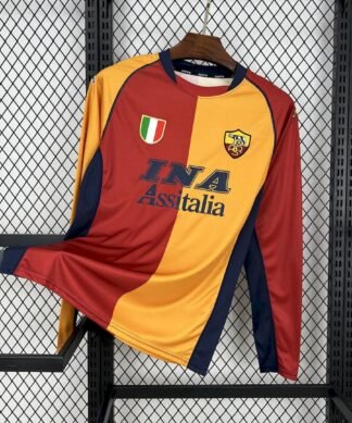 Maglia as roma retro - Maglia AS Roma Home Manica Lunga 2001/02 Retro vista frontale completa