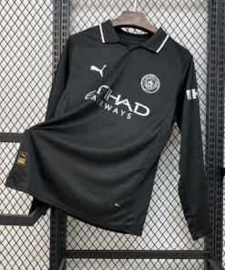 Maglia Manchester City Away Manica Lunga 2025/26 Versione Tifoso vista frontale completa