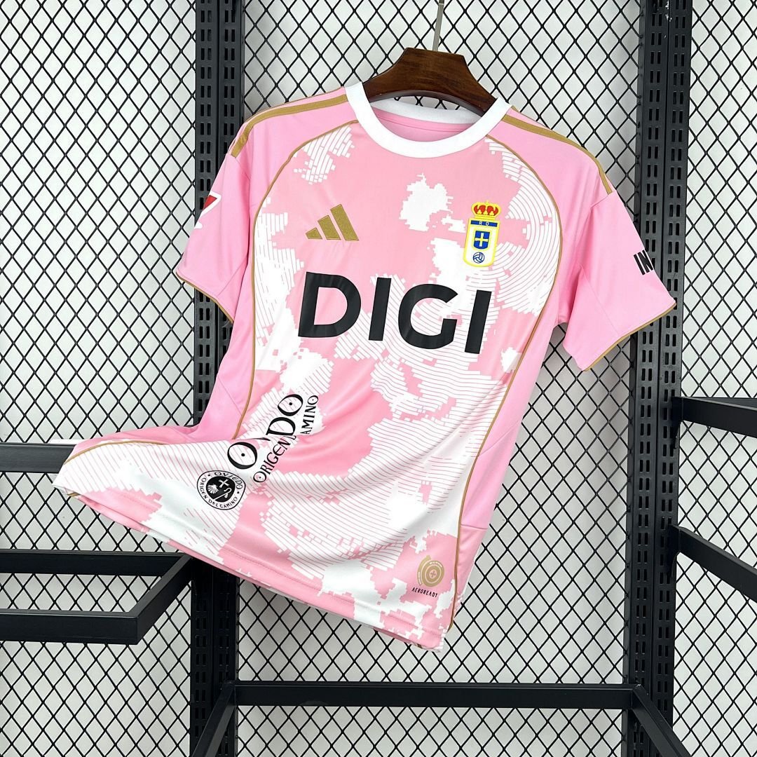 Maglia Real Oviedo Home 2025/26 Versione Tifoso vista frontale completa