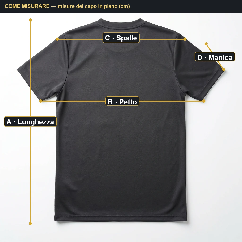 Come misurare una maglia da calcio: lunghezza, petto, spalle e manica