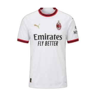 maglia ac milan away 2026/27 bianca fronte con stemma rossonero e sponsor Emirates