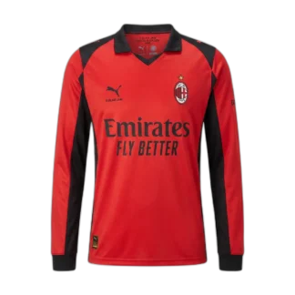 maglia ac milan fourth 2026/27 rossa manica lunga fronte con stemma rossonero