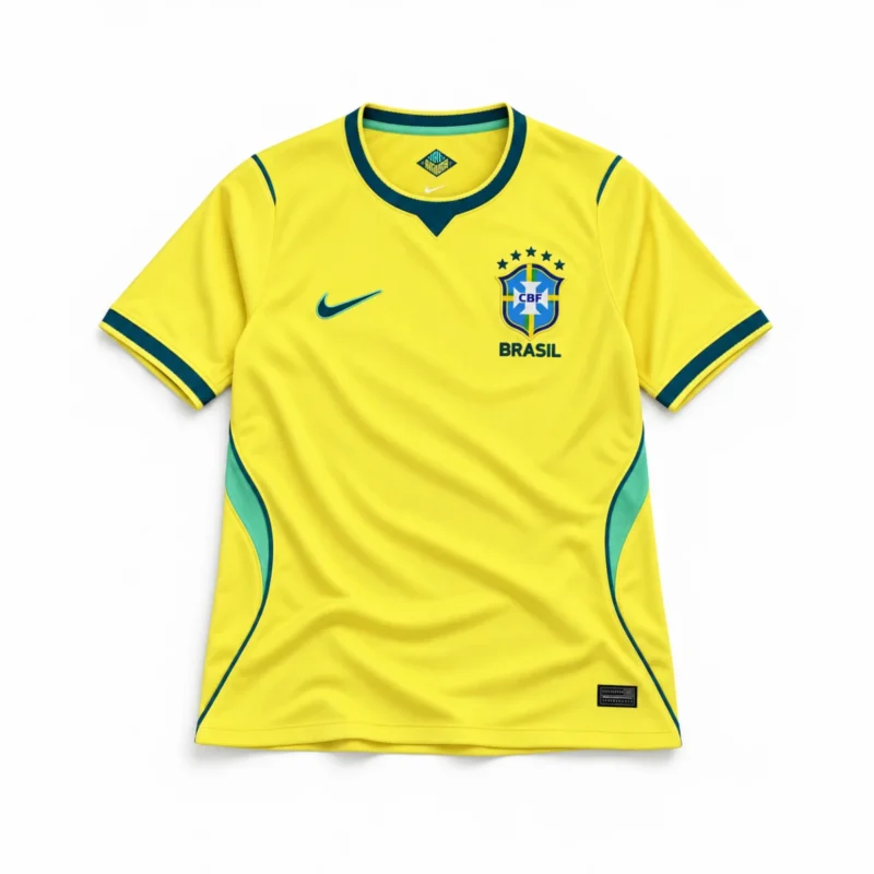 Prima Maglia Brasile 2026 — vista frontale su fondo bianco