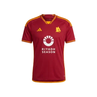 Maglia AS Roma Home 2025/26 versione tifoso — vista frontale senza sfondo