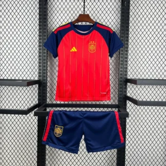 Completo Spagna Home Mondiale 2026 Bambino (Maglia + Pantaloncini) vista frontale TIFOSO STORE