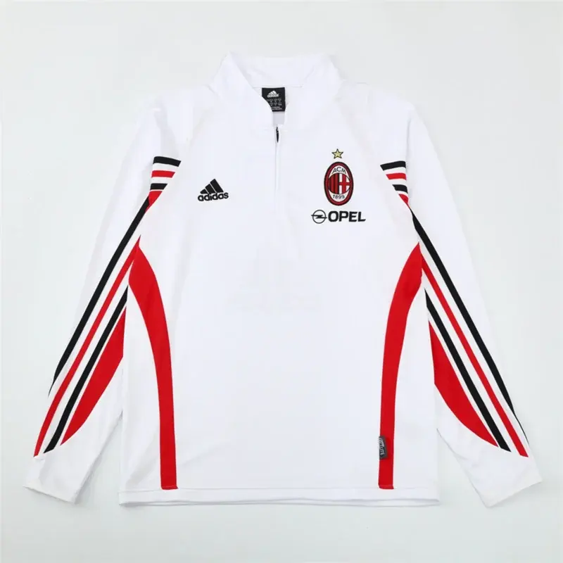 Felpa Milan 2003/04 Bianca Mezza Zip Retro - vista posteriore