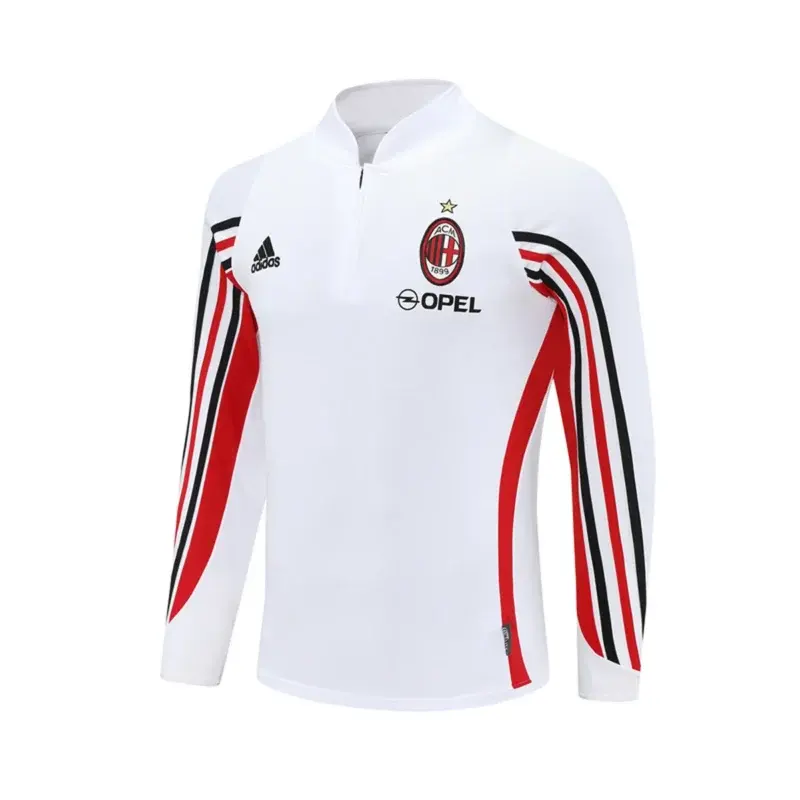 Felpa Milan 2003/04 Bianca Mezza Zip Retro - dettaglio del tessuto