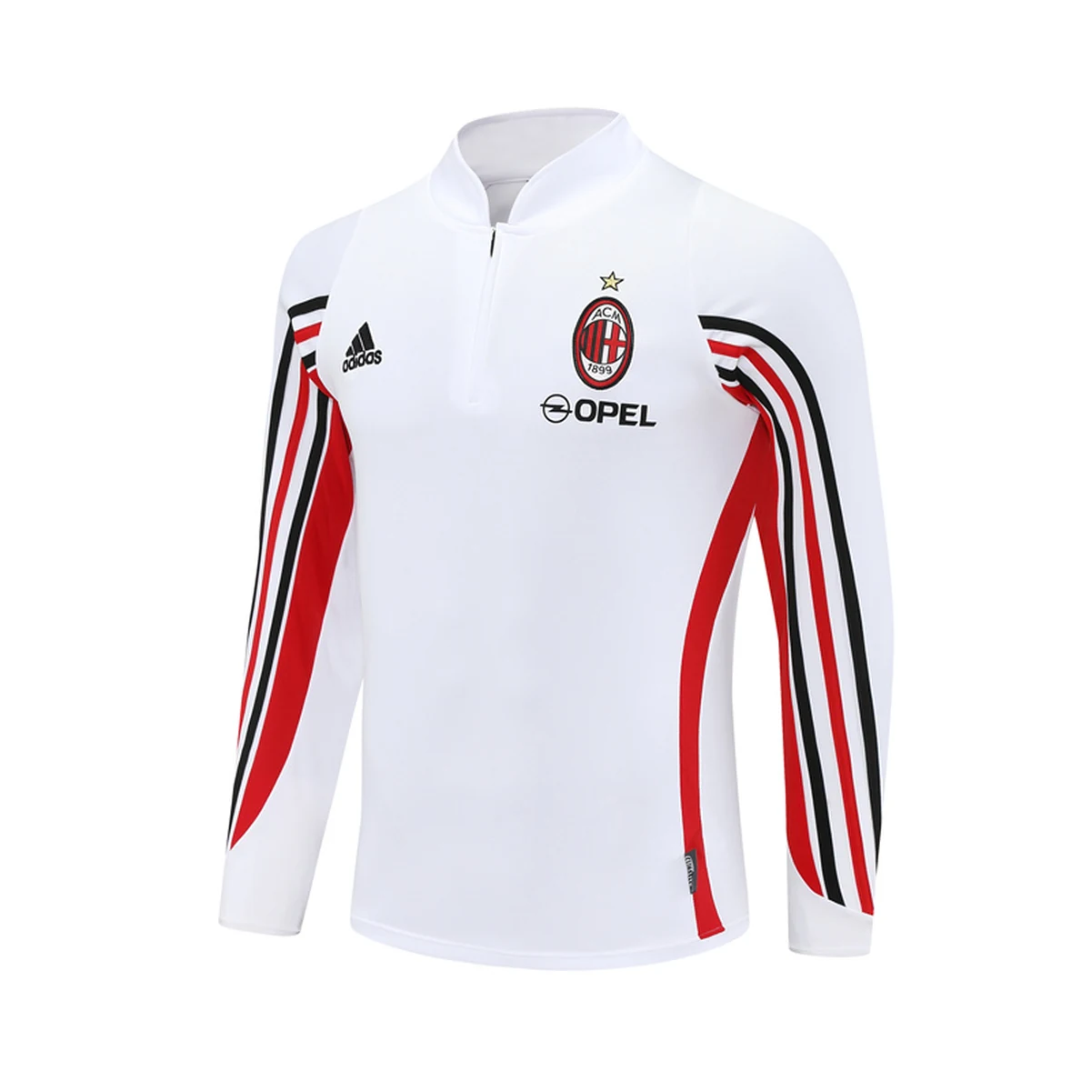Felpa Milan 2003/04 Bianca Mezza Zip Retro - dettaglio del tessuto
