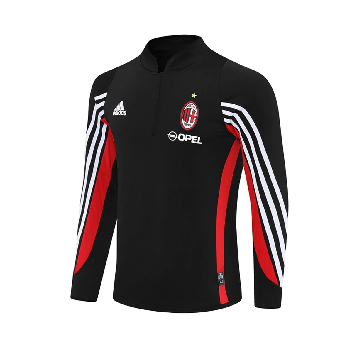 Felpa Milan 2003/04 Nera Mezza Zip Retro - dettaglio del tessuto