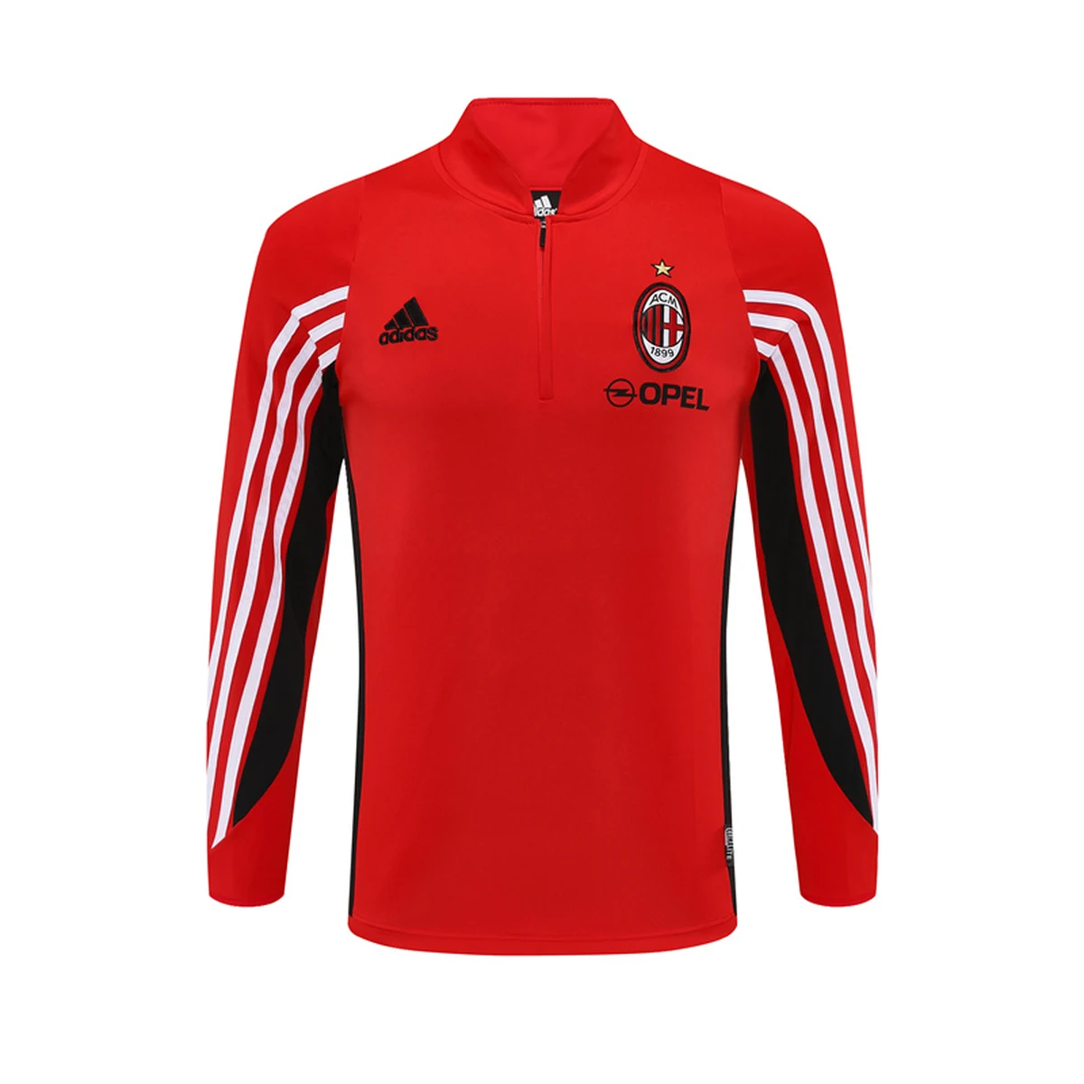 Felpa Milan 2003/04 Rossa Mezza Zip Retro - dettaglio del tessuto