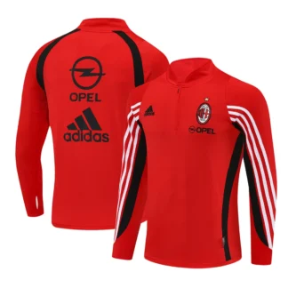 Felpa Milan 2003/04 Rossa Mezza Zip Retro - vista frontale