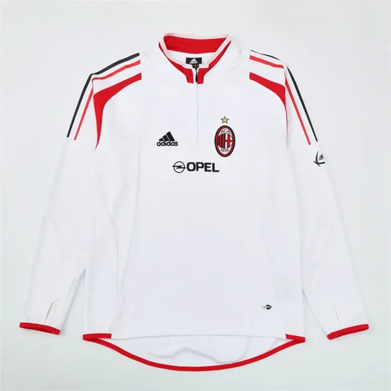 Felpa Milan 2004/05 Bianca Mezza Zip Retro - vista posteriore