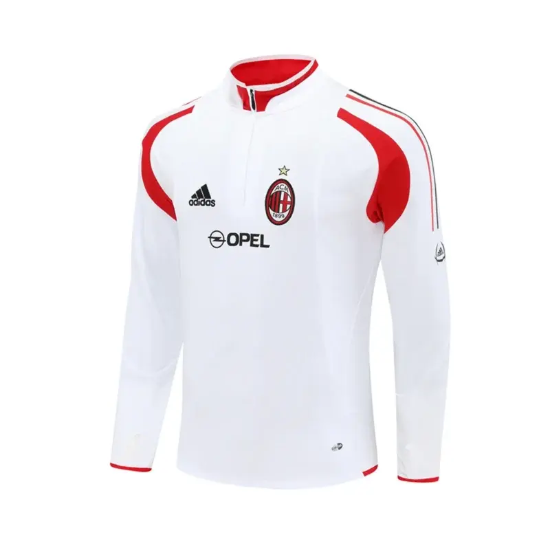 Felpa Milan 2004/05 Bianca Mezza Zip Retro - dettaglio del tessuto