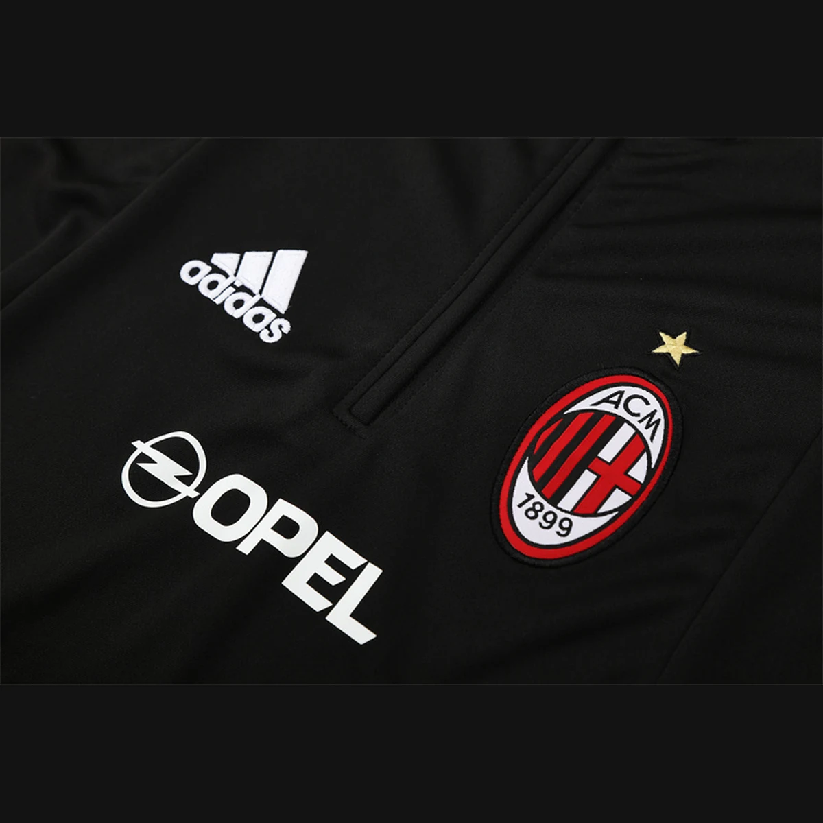 Felpa Milan 2004/05 Nera Mezza Zip Retro - dettaglio della zip