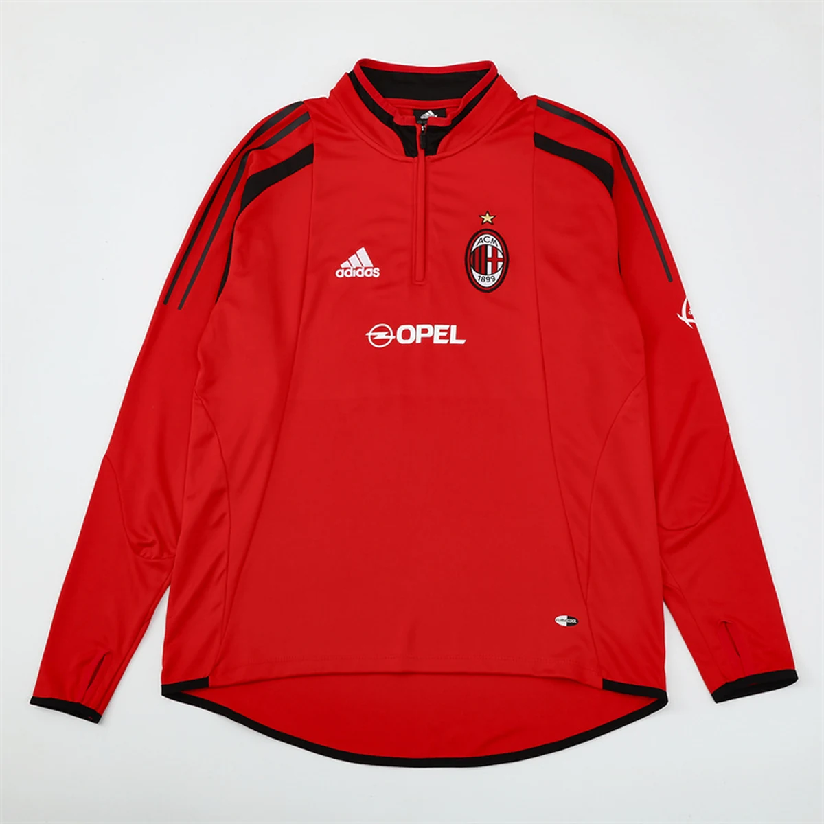Felpa Milan 2004/05 Rossa Mezza Zip Retro - vista posteriore