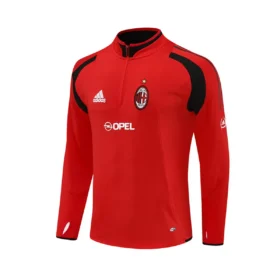 Felpa Milan 2004/05 Rossa Mezza Zip Retro - dettaglio del tessuto