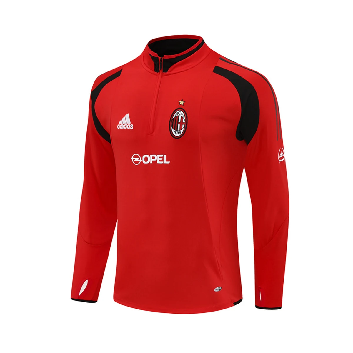 Felpa Milan 2004/05 Rossa Mezza Zip Retro - dettaglio del tessuto