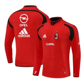 Felpa Milan 2004/05 Rossa Mezza Zip Retro - vista frontale