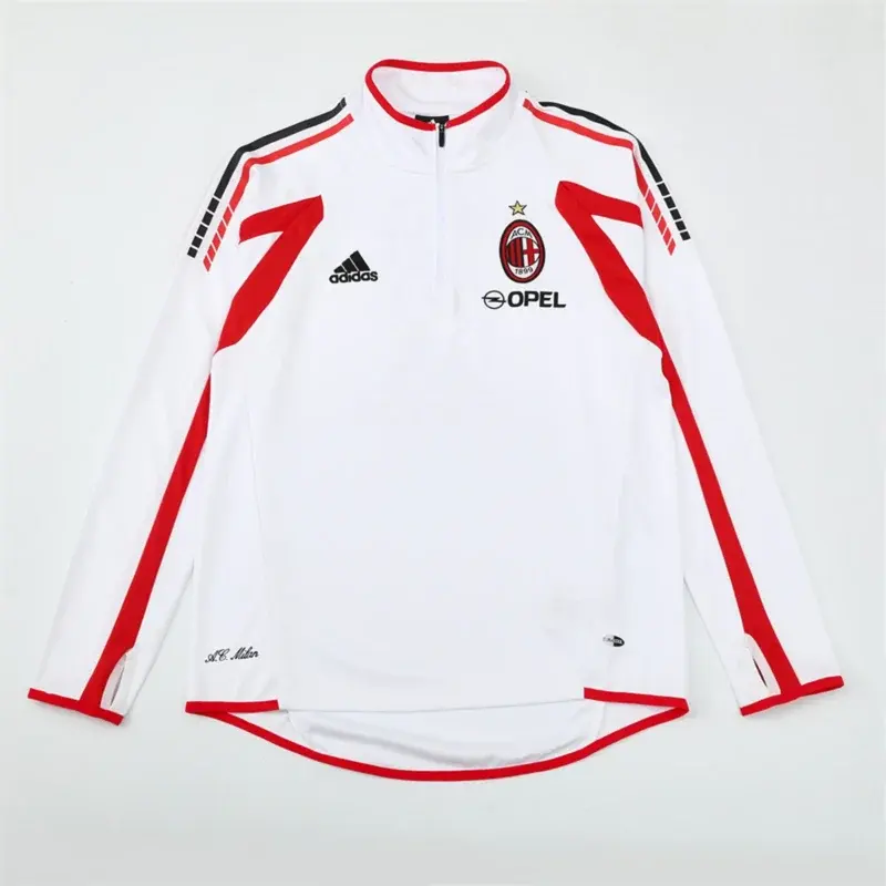 Felpa Milan 2005/06 Bianca Mezza Zip Retro - vista posteriore