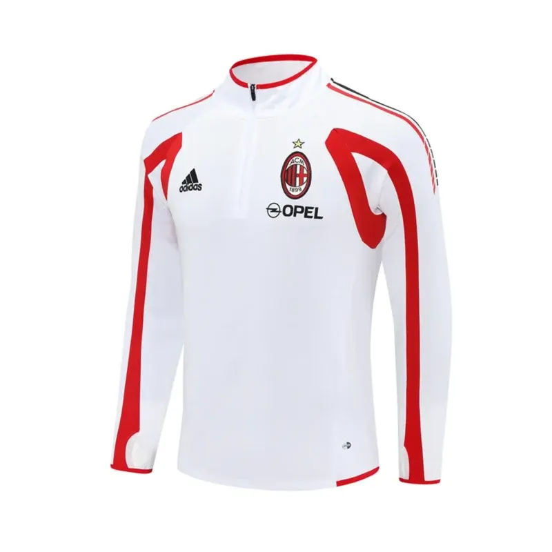 Felpa Milan 2005/06 Bianca Mezza Zip Retro - dettaglio del tessuto