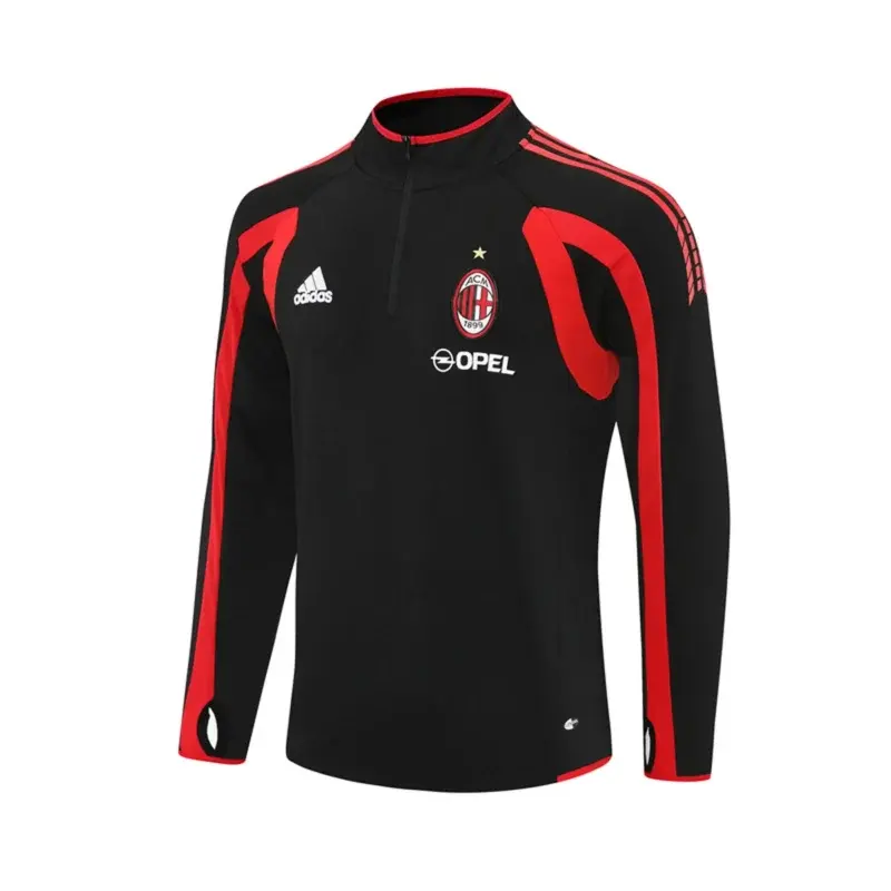 Felpa Milan 2005/06 Nera Mezza Zip Retro - dettaglio del tessuto