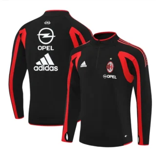 Felpa Milan 2005/06 Nera Mezza Zip Retro - vista frontale