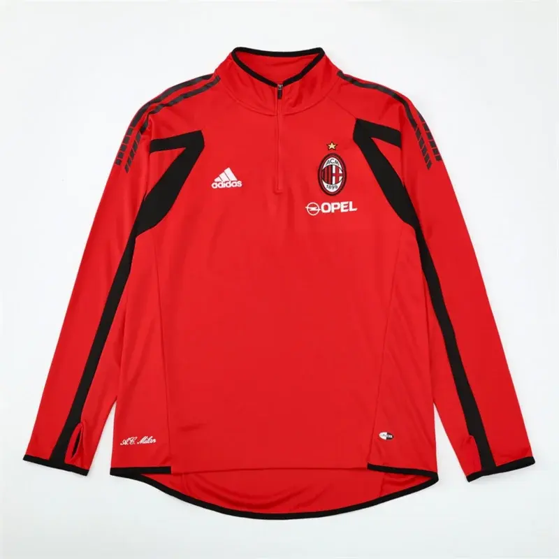 Felpa Milan 2005/06 Rossa Mezza Zip Retro - vista posteriore