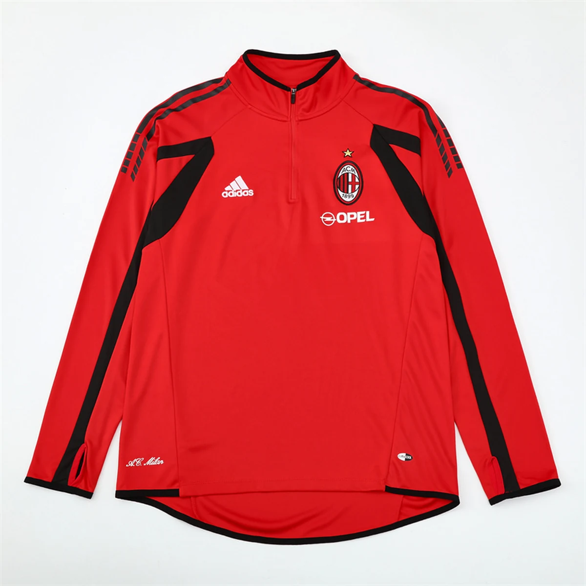Felpa Milan 2005/06 Rossa Mezza Zip Retro - vista posteriore