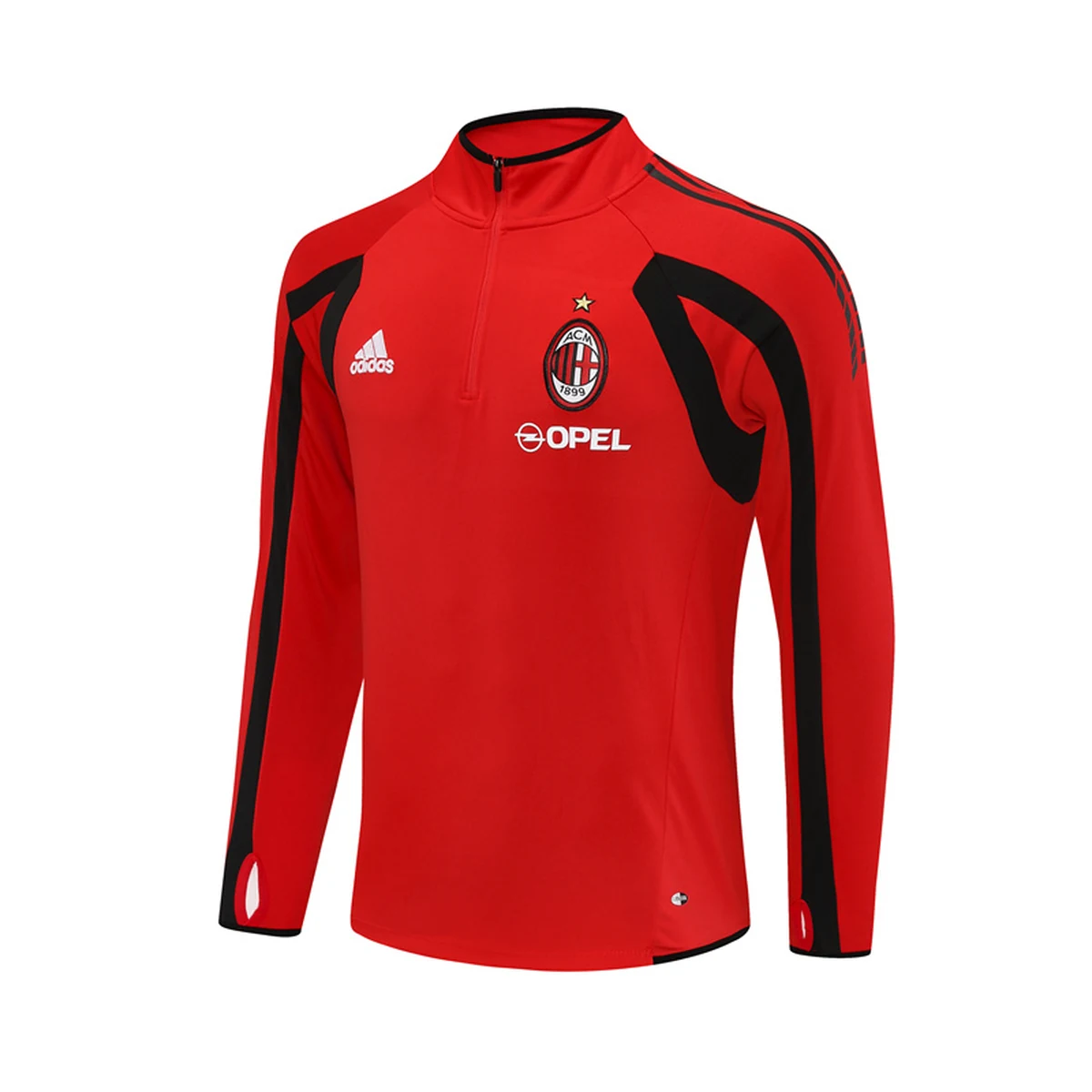Felpa Milan 2005/06 Rossa Mezza Zip Retro - dettaglio del tessuto