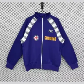 Chaqueta Fiorentina 1986/87 Retro Morada Crodino — Vista frontal