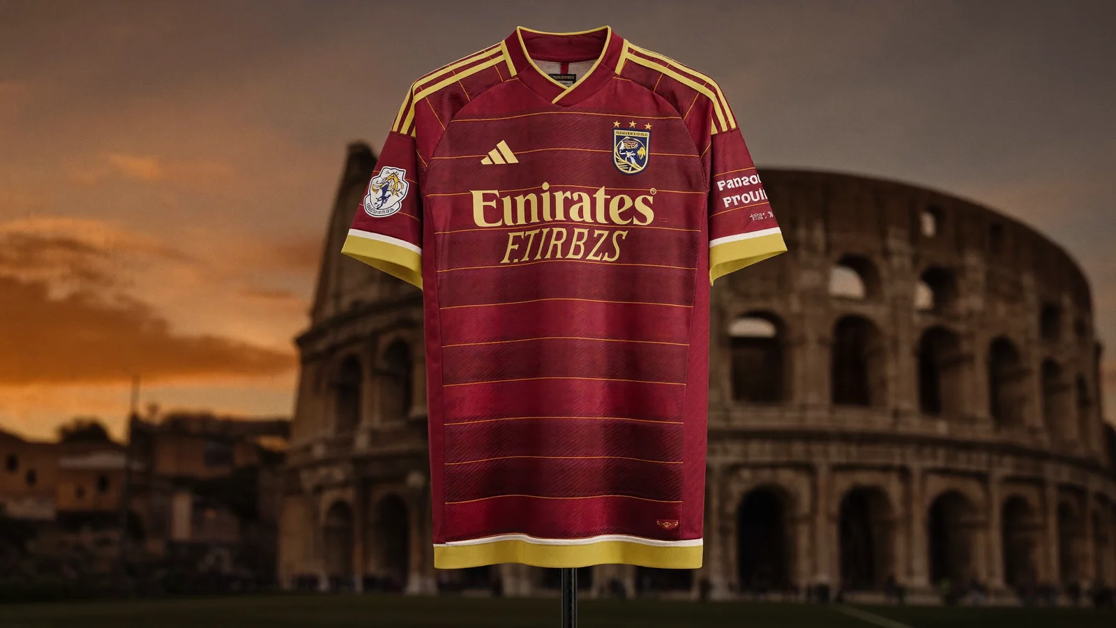 La maglia giallorossa della Roma e il Colosseo - Tifoso Store