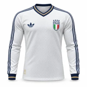 Camiseta Italia Manga Larga Mundial 2026 – Segunda Equipación – Jugador – vista frontal, presentación virtual basada en el producto