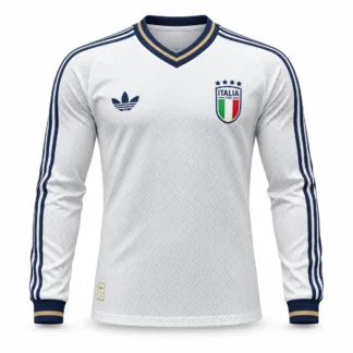 Camiseta Italia Manga Larga Mundial 2026 – Segunda Equipación – Jugador – vista frontal, presentación virtual basada en el producto