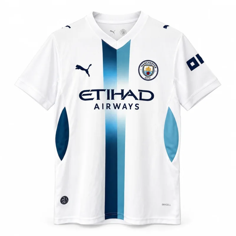 Terza Maglia Manchester City 2026/27 — vista frontale, presentazione commerciale
