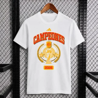 T-shirt Spagna Campioni 2026 Bianca vista frontale TIFOSO STORE