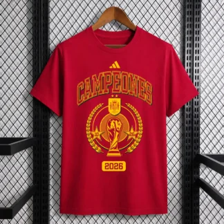 T-shirt Spagna Campioni 2026 Rossa vista frontale TIFOSO STORE