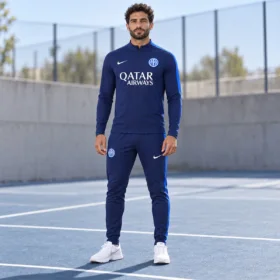 Chándal Inter azul marino de media cremallera 2026/27 – modelo virtual con rostro visible
