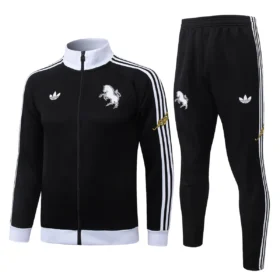 Tuta Juventus Full Zip Nera con Colletto Bianco - vista frontale