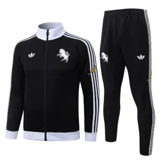 Tuta Juventus Full Zip Nera con Colletto Bianco - vista frontale