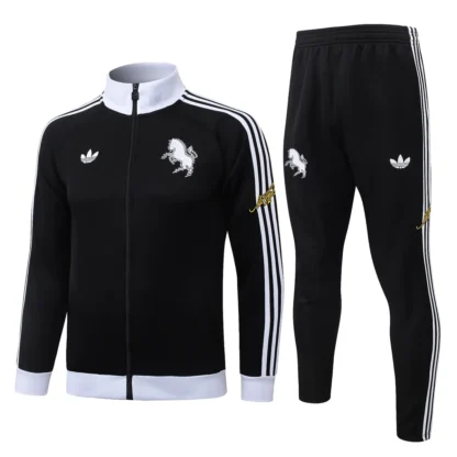 Tuta Juventus Full Zip Nera con Colletto Bianco - vista frontale