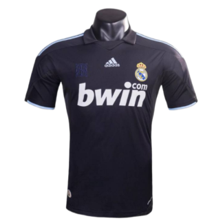 Maglia Real Madrid Retro 2009/10 Away nera fronte con sponsor bwin