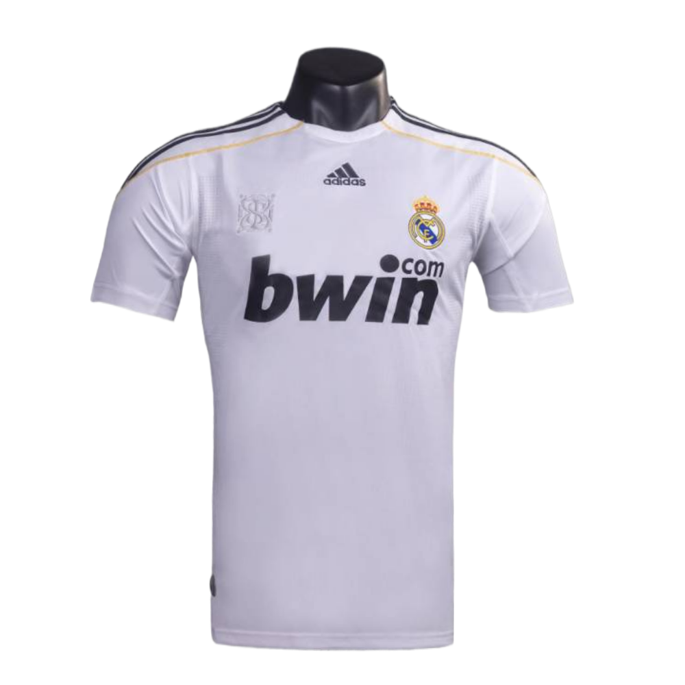 Maglia Real Madrid Retro 2009/10 Home fronte con sponsor bwin