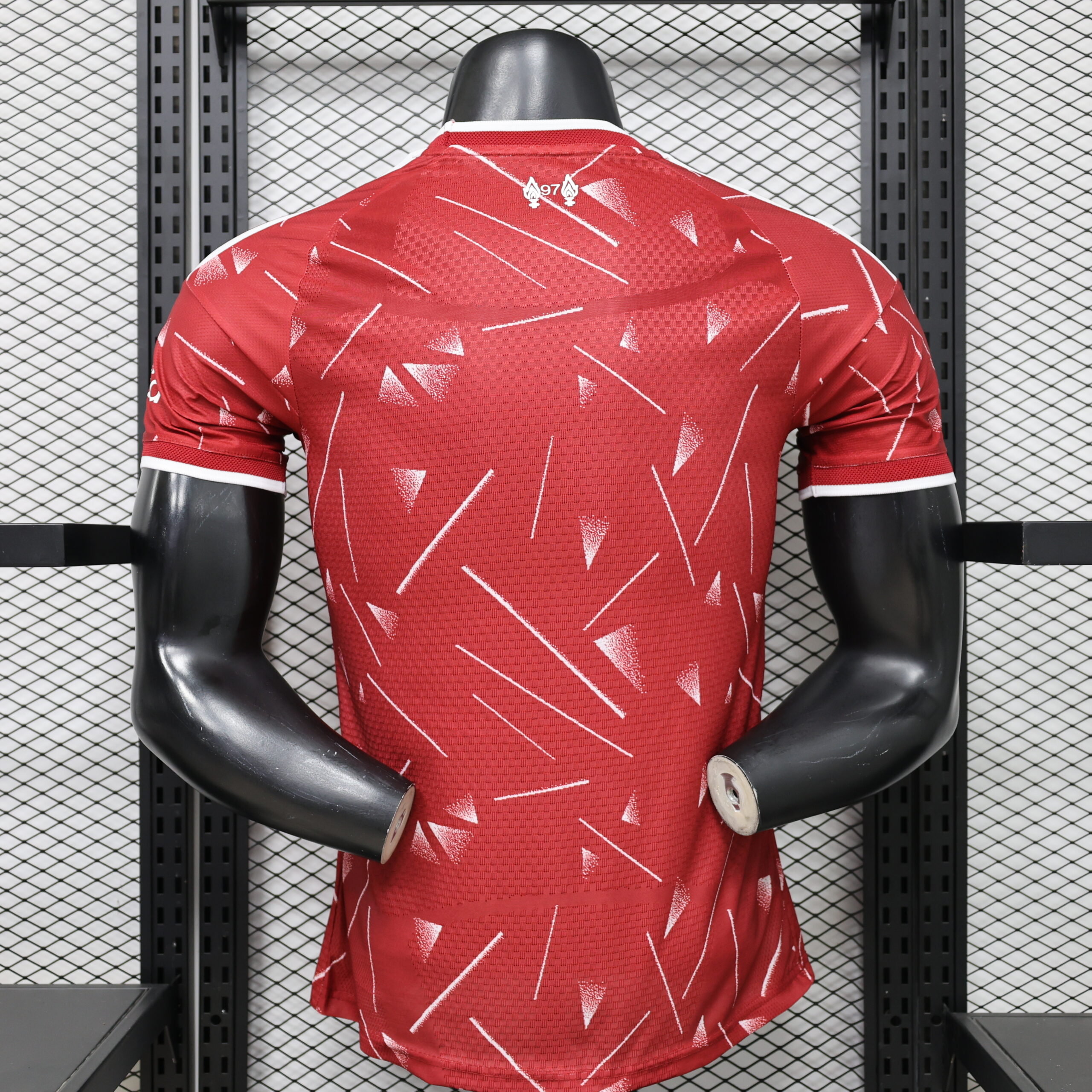 maglia liverpool home giocatore retro con motivo a triangoli