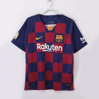 maglia barcellona a scacchi fronte a scacchi blu e granata