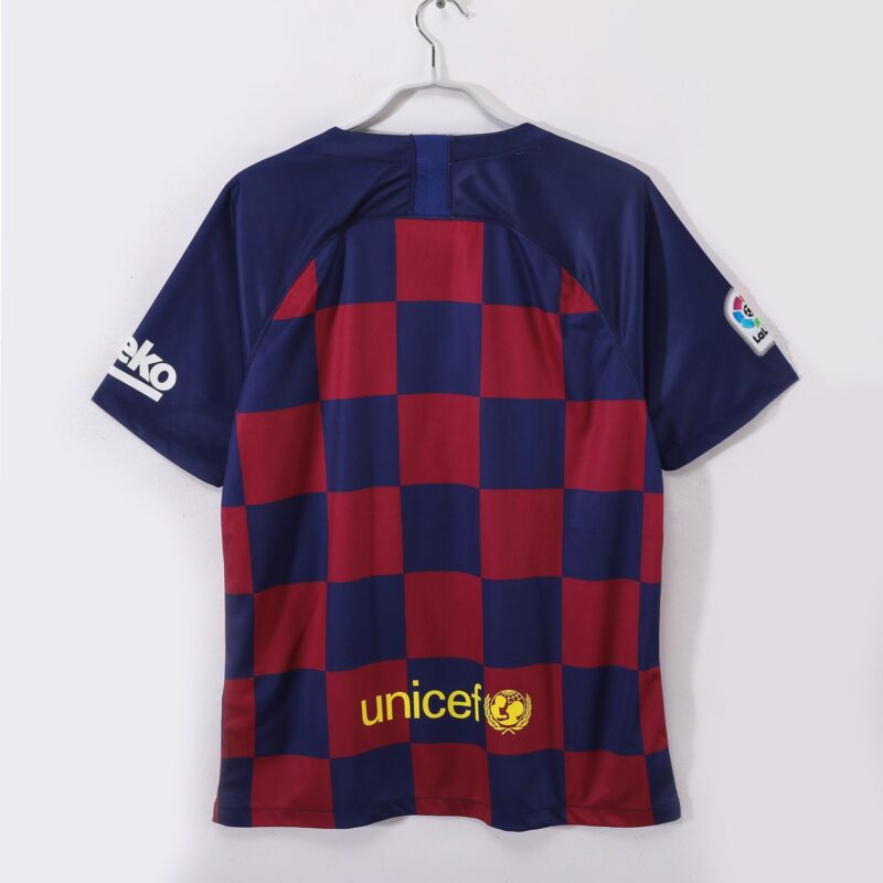 maglia barcellona a scacchi retro con logo unicef