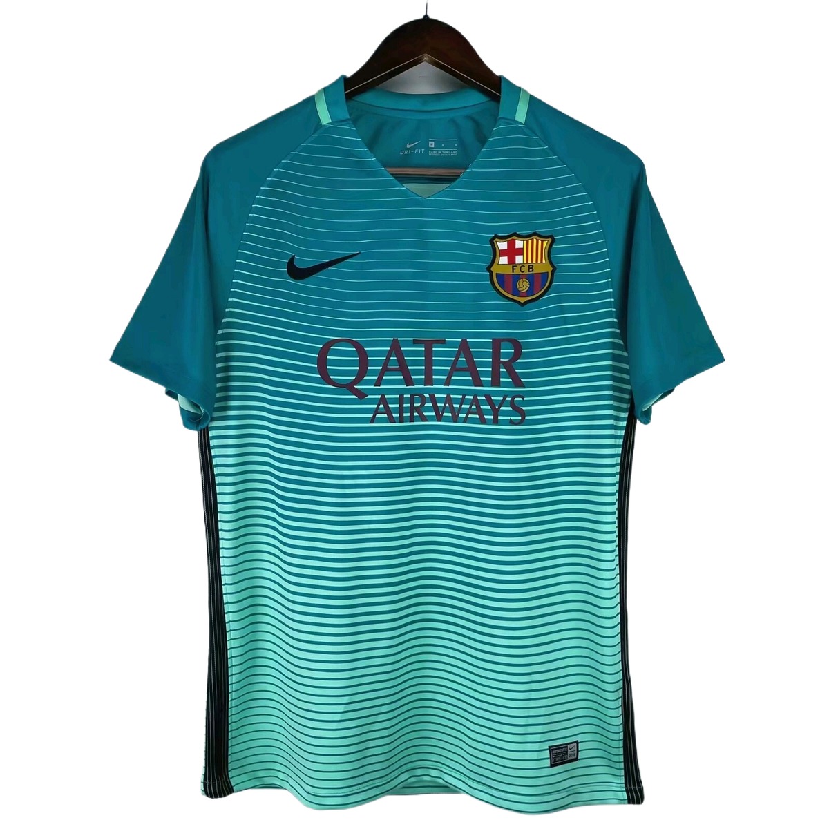 maglia barcellona third 2017 fronte verde smeraldo a righe