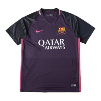maglia barcellona away 2017 fronte viola con maniche nere