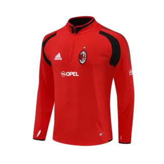 Felpa Milan Rossa Retro Mezza Zip 2004/05 – vista frontale del prodotto